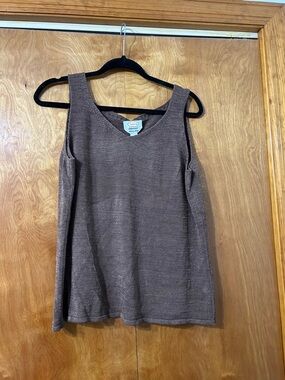 Talbots Brown Knit V-Neck Tank Top